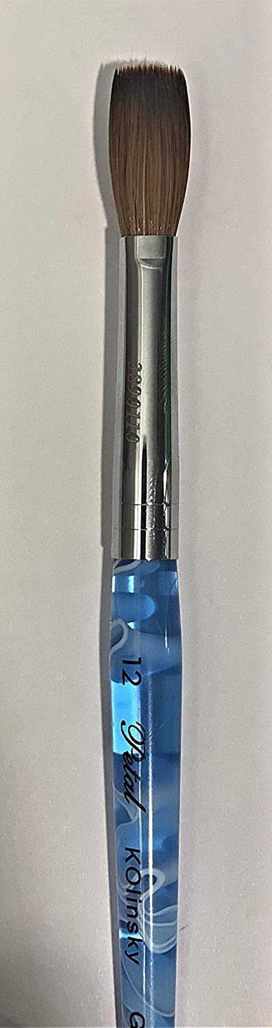 Blue Handle CRIMPED 100% Kolinsky Acrylic Nail Brush (Crimped 12) Beauty & Personal Care Blue Handle