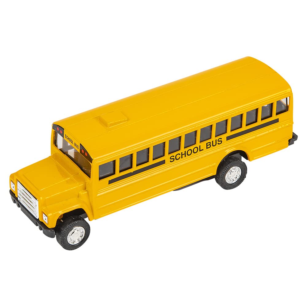 Rhode Island Novelty 5 Inch Die Cast School Bus with Pull-Back Action, 1 Per Order