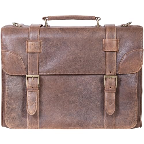 Scully Genuine Lamb Leather Satchel Briefcase, Antique Brown (602-10-29-F)