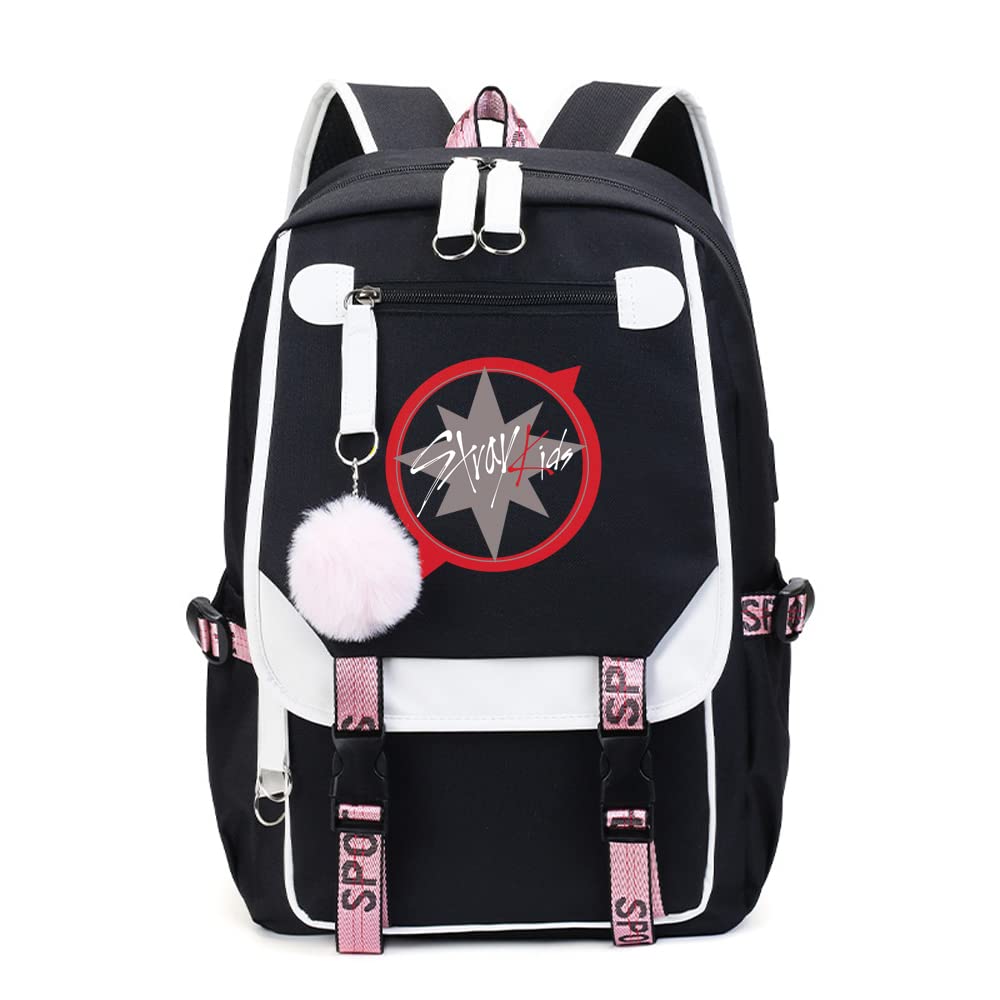 WGEEEY Kpop Stray Kids Backpack Merchandise, Stray Kids Book Bag Casual Backpack Gift