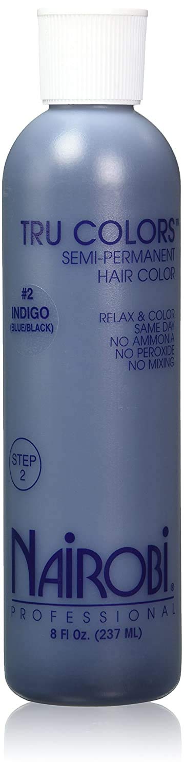 Nairobi Tru Colors Semi Permanent Hair Color No.2 Indigo (Blue/Black) for Unisex, 8 Ounce