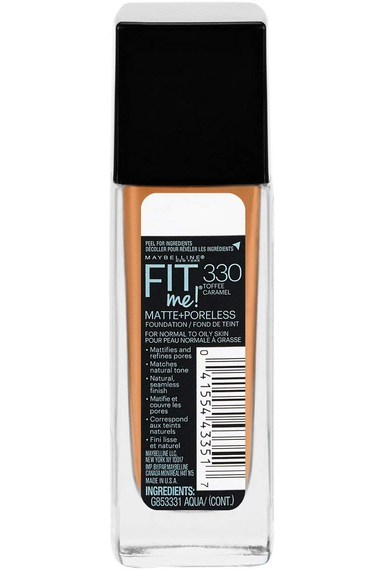 Myb Fitme 330 Mp Fndtn To Size 1z Maybelline Fit Me Matte+poreless Foundation Toffee 330 1 Fl Oz