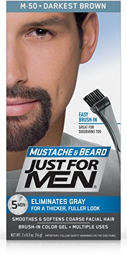 Just for Men Mustache and Beard Brush-In Color Gel, Darkest Brown (Pack of 3)