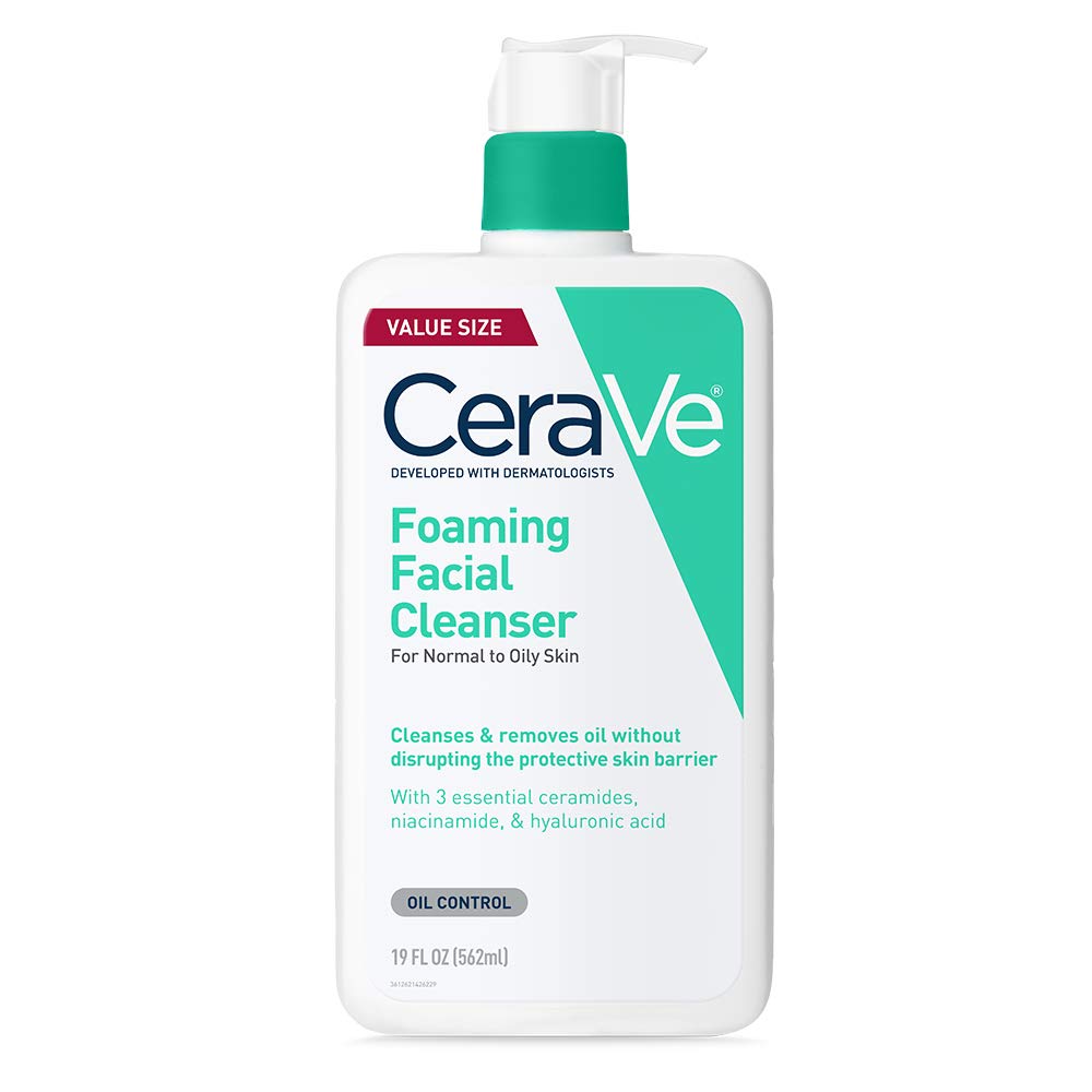 CeraVe Foaming Facial Cleanser, Daily Face Wash for Oily Skin, Hyaluronic Acid + Ceramides + Niacinamide, Fragrance Free, Non-Drying Oil Control Face Beauty and Personal Care CeraVe