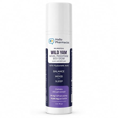 HelloPharmacist BioIdentical Progesto Cream 75mg MAX - Hormone Balancing Skin Moisturizer with Hyaluronic Acid, Plant-Based, Non-GMO, Gluten-Free