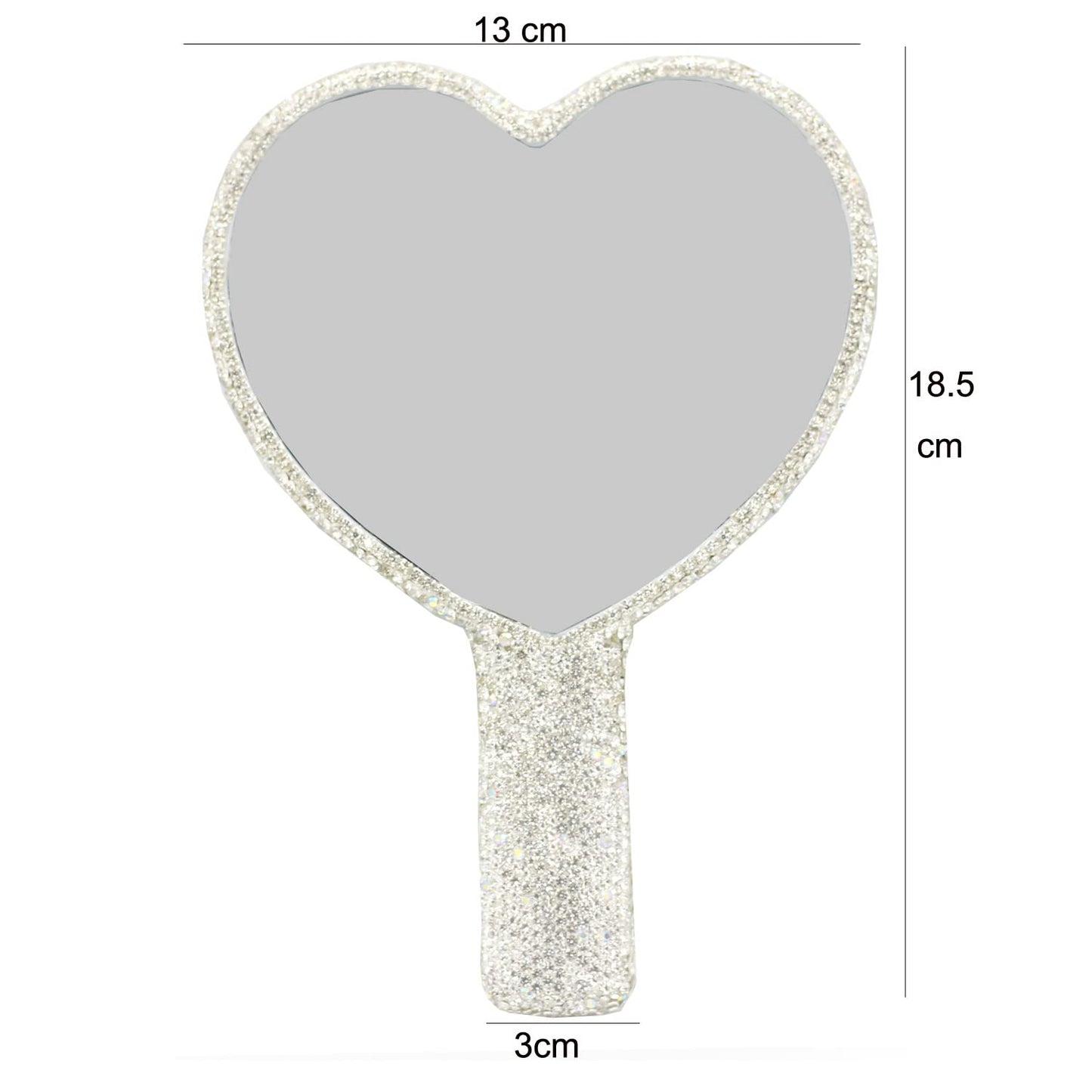 Bestbling Bling Rhinestone Heart Handheld Mirror - Portable & Dazzling Makeup Mirror for On-The-Go Touch-ups (Plastic White)