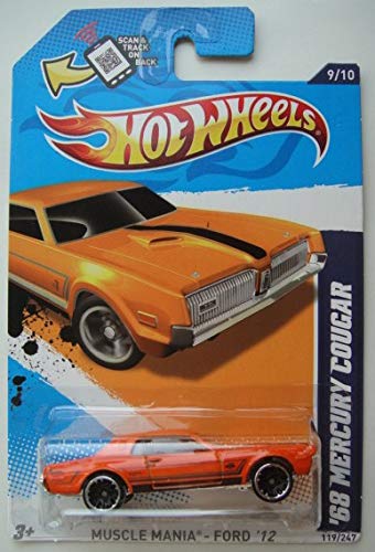 Hot Wheels 2012 Muscle Mania Ford 9/10, Orange '68 Mercury Cougar 119/247