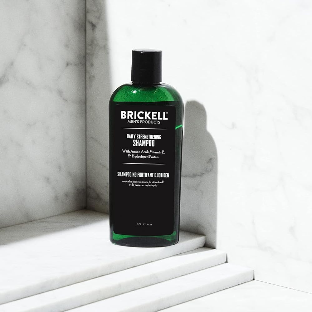 Brickell Men's Products Daily Strengthening Shampoo for Men, Natural and Organic Featuring Mint and Tea Tree Oil To Soothe Dry and Itchy Scalp