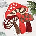 BeauWoven Mushroom Rug - Washable Bath Mat Non-Slip Bathroom Rug Absorbent Mat for Kids and Women Ideal Red Mushroom Decor Rugs for Bedroom, Kitchen