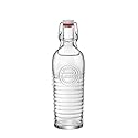 Bormioli Rocco Officina Water Bottle | 37.25 oz, Italian Glass Pitcher | Airtight Seal & Metal Clamp | Easy To Carry Handle, Dishwasher Safe