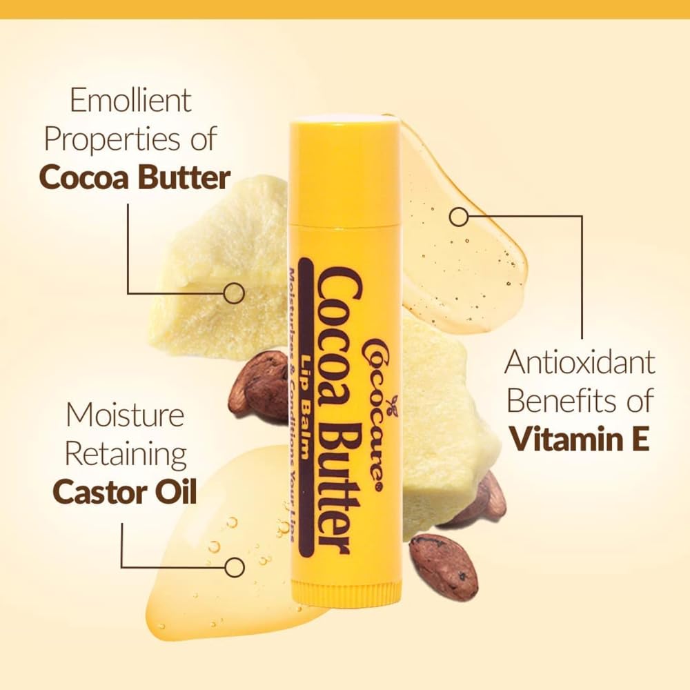 Cococare Cocoa Butter Lip Balm - The Little Yellow Stick Enriched with Natural Cocoa Butter - Conditions & Protects Lips with Hydrating Formula