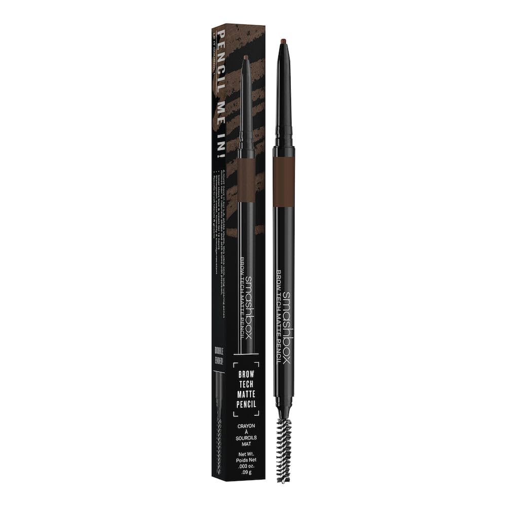 Smashbox Brow Tech Matte Eyebrow Pencil | Waterproof, Smudge Proof + Long Lasting Brow Pencil with Spoolie Brush, Brunette