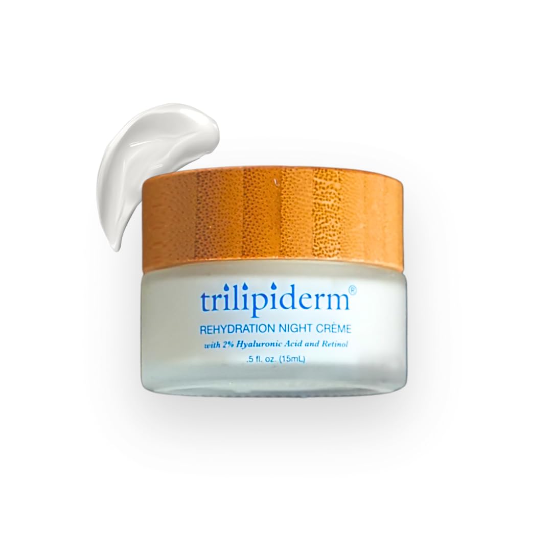 Trilipiderm Rehydration Night Crème 0.5 oz Travel Size - Anti Aging Night Cream with Hyaluronic Acid & Retinol, Mini Overnight Face Moisturizer, Trial