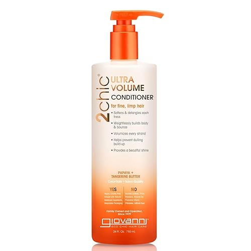 GIOVANNI 2chic Ultra-Volume Conditioner - Daily Volumizing Formula with Papaya & Tangerine Butter, Promotes Weightless Control for Fine Limp Thin