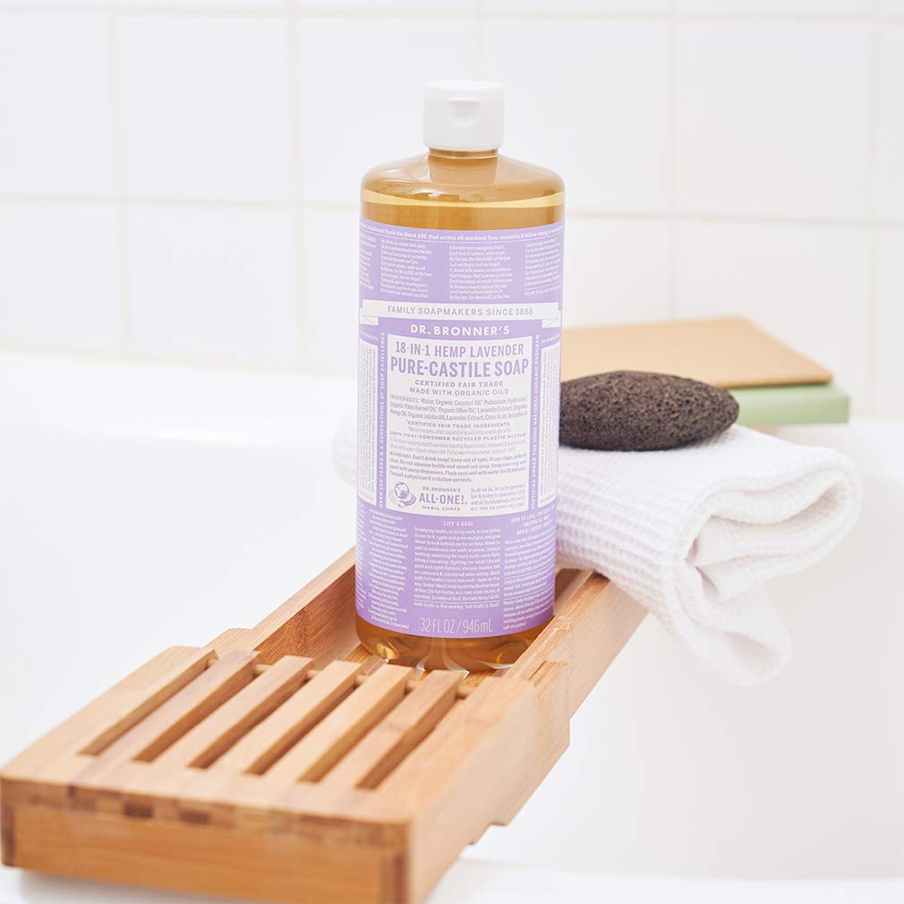 Dr. Bronner's - Pure-Castile Liquid Soap (Lavender, 32 Fl Oz) - Made with Organic Oils, 18-in-1 Uses: Face, Body, Hair, Laundry, Pets and Dishes