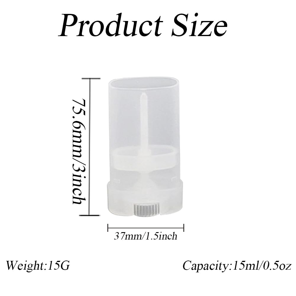 Elandy 15ml Empty Oval Lip Balm Tubes Deodorant Containers Lip Balm Tubes Lip Gloss Container Holder With Caps Clear/White Pack of 6pcs (Transparent)