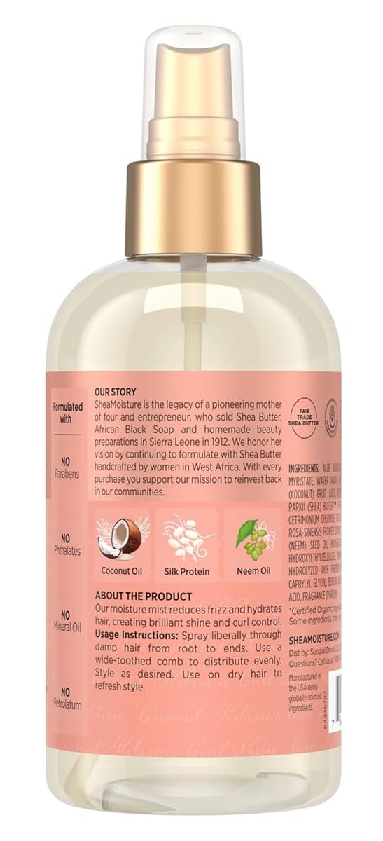 Shea Moisture Coconut & Hibiscus Hold & Shine Mist 8 Ounce (235ml) (6 Pack)