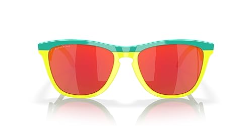 Oakley OO9289 Frogskins Hybrid Round Sunglasses, Celeste/Tennis Ball Yellow/Prizm Ruby, 55 mm