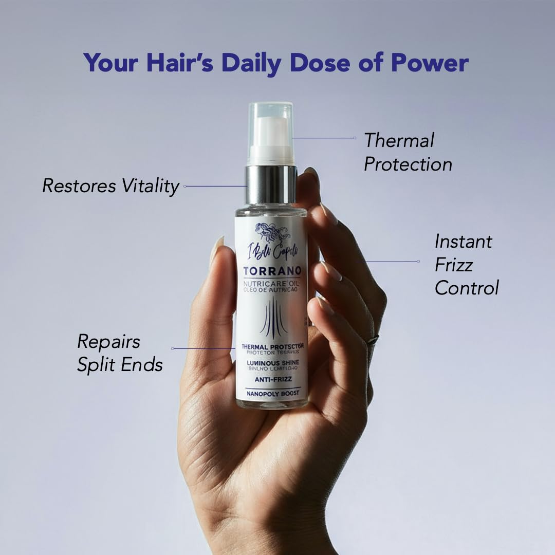 I Belli Capelli Torrano NutriCare Shampoo, Conditioner & Hair Oil Set - Strengthens, Nourishes & Moisturizes Dry, Damaged or Color-Treated Hair