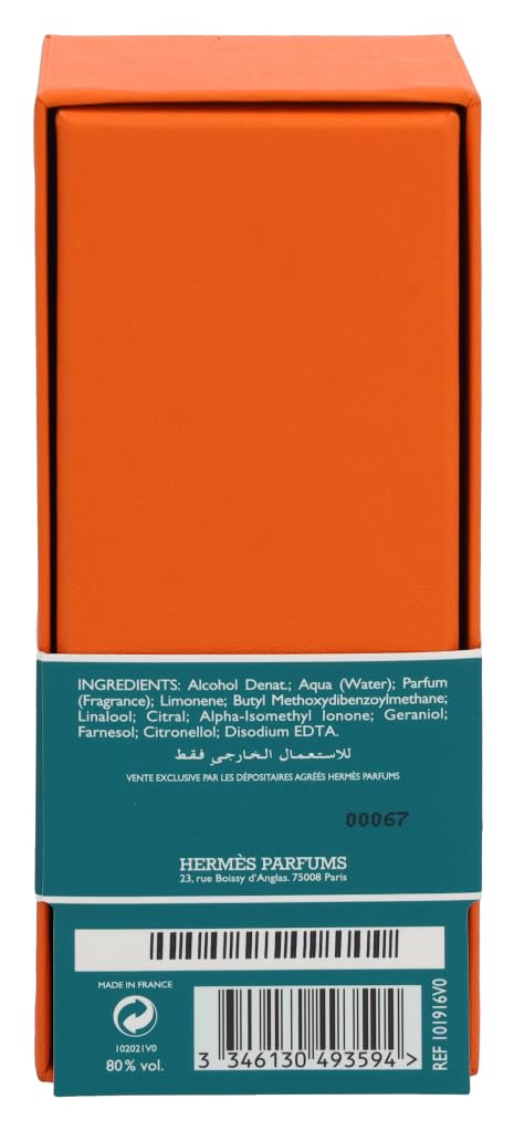 Hermes Eau D'Orange Verte Eau De Cologne Natural Spray, 3.3 oz.