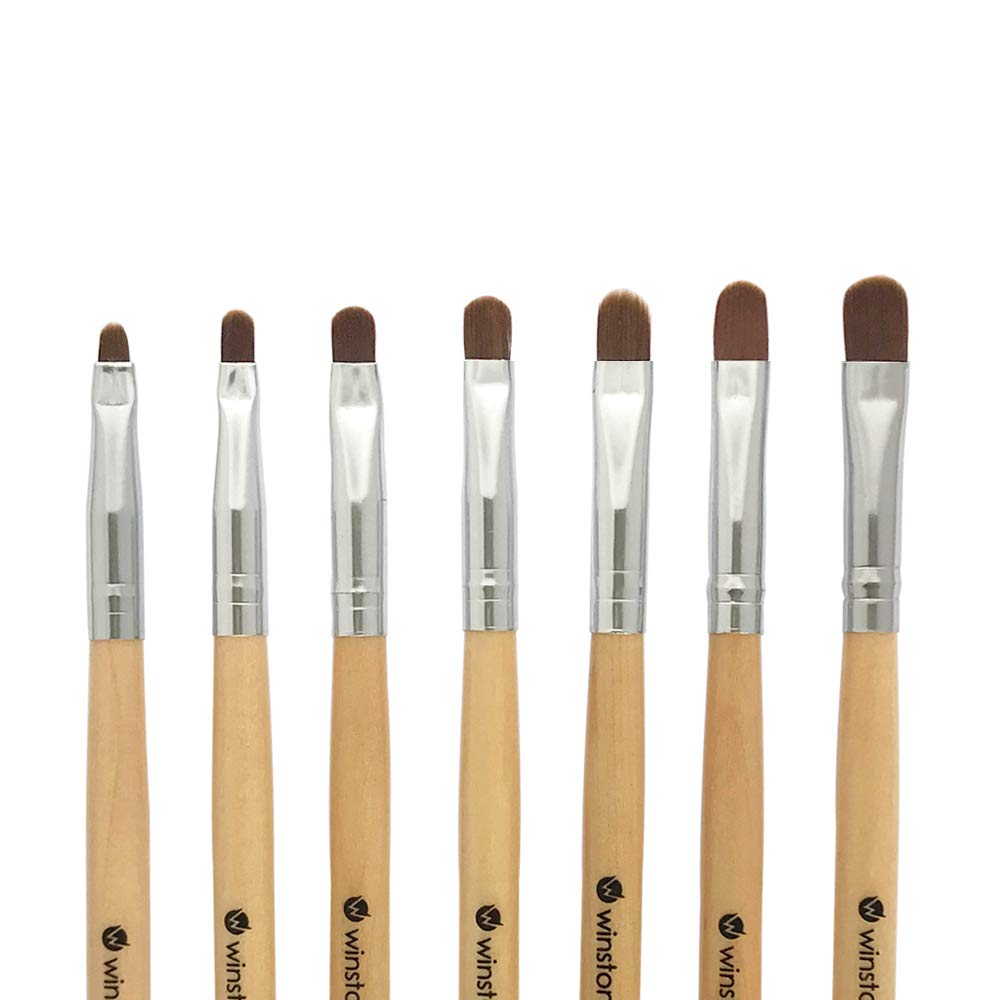 Winstonia 7pcs Gel Nail Brush Set for Nail Tips Builder & Overlay, Sculpting, Poly Gel, and Extensions. Oval Size Brushes Manicure Painting Pen