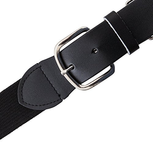 Champion Sports Baseball/Softball Uniform Belt - Comfort Nylon Stretch Fit Uniform Belt - Durable Leather Tab - Youth "18-32 Inches" - Black