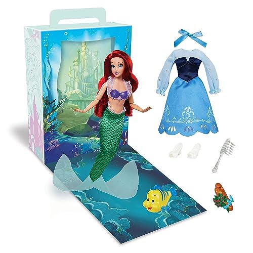 Disney Store Girl's Princess Story Doll (Ariel from The Little Mermaid) 11 Inches, Includes Coloring Book and Additional Dress, Princess Doll in…