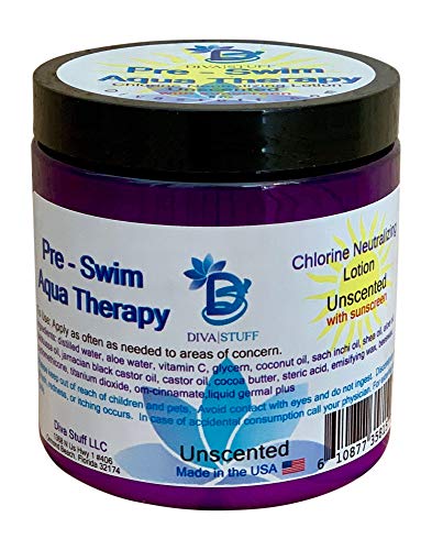 Diva Stuff Pre-Swim Aqua Therapy Chlorine Neutralizing Body Lotion, Protects Skin From Chlorine and Salt Water, 8 oz - Made in the USA, Unscented