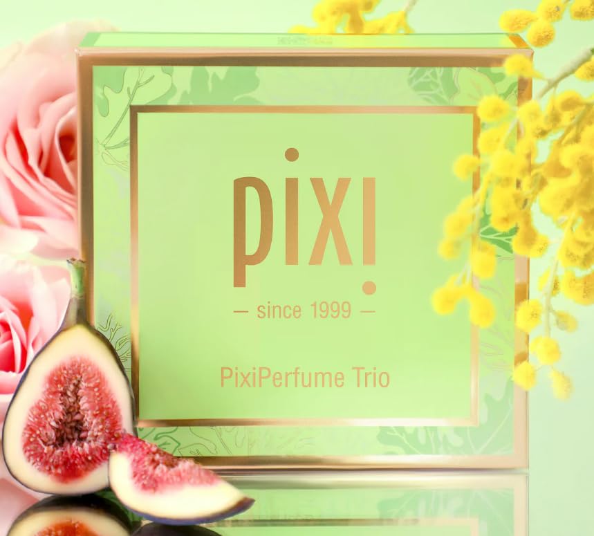 Pixi Beauty PixiPerfume Eau de Parfum Gift Trio, Layerable Rose, Fig and Mimosa Fragrance Set for Women, Travel Size Perfume, 3 x 0.5 fl oz