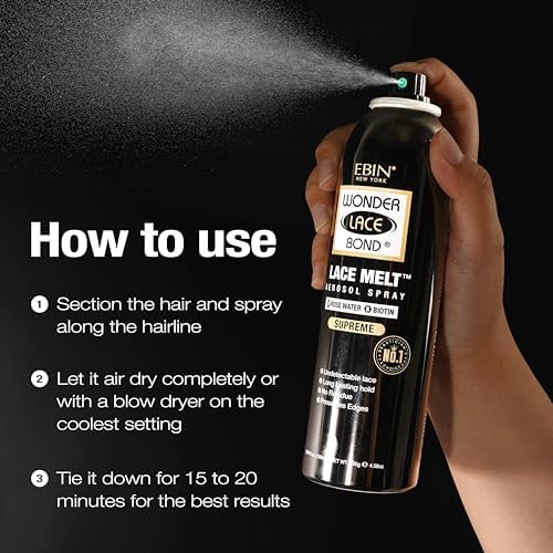 Wonder Lace Melt Aerosol Spray - Rose Water Biotin Infused 2.7 fl.oz./80ml Preserves Edges & Undetectable Lace Long lasting hold No Residue glueless