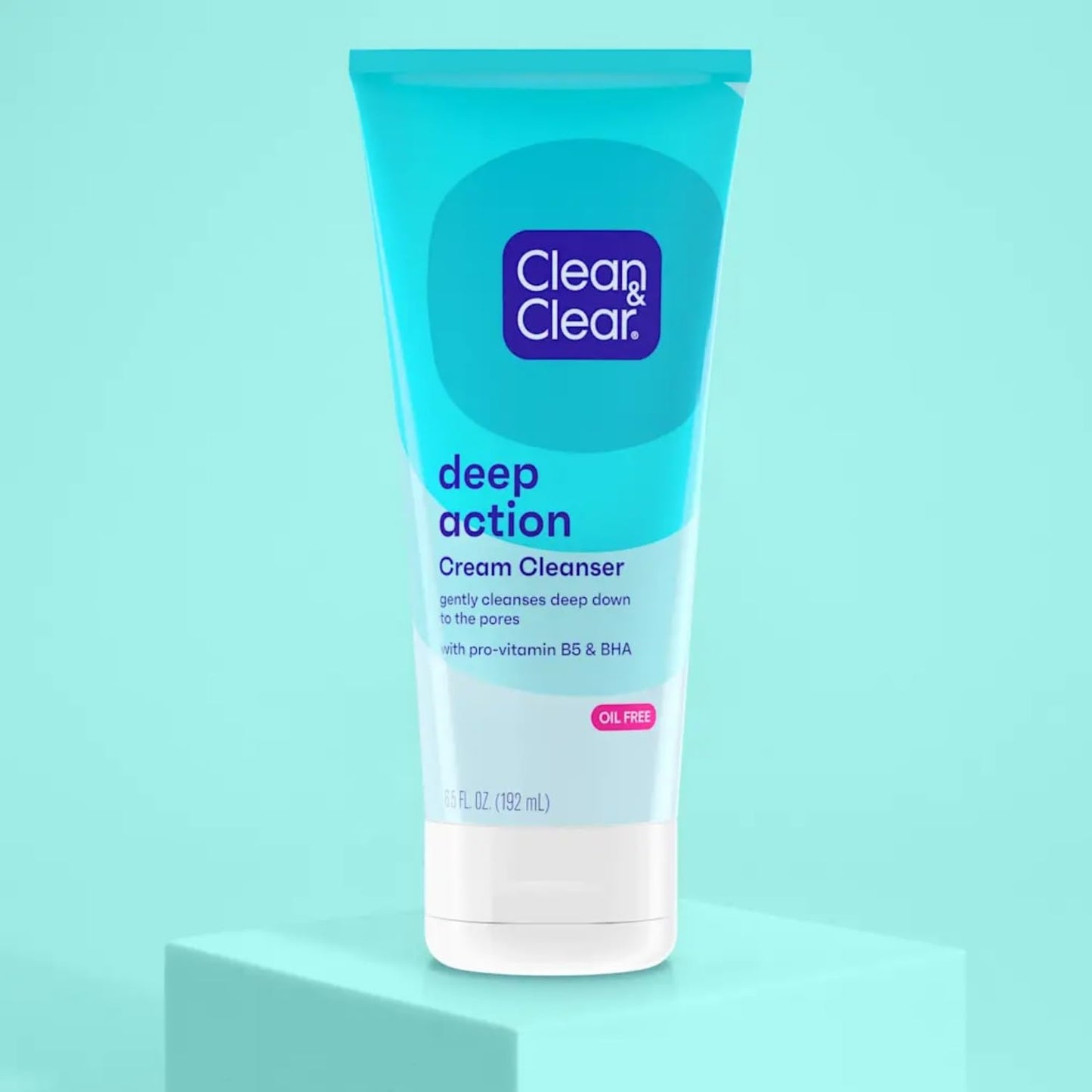 Clean & Clear Oil-Free Deep Action Cream Facial Cleanser with Salicylic Acid Acne Medication, Cooling Face Wash for Deep Pore Cleansing of Acne-Prone
