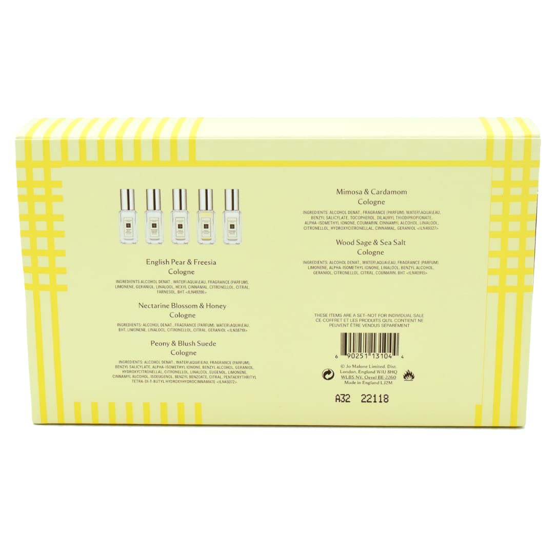 Jo Malone Cologne Collection 5 Set - English Pear & Freesia, Nectarine Blossom & Honey, Peony & Blush Suede, Mimosa & Cardamon, Wood sage & Sea Salt