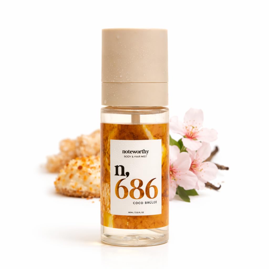 Noteworthy n,686 Coco Brulee Body Mist - Warm Gourmand • Toasted Coconut • Almond Blossom • Vanilla Sugar | Lightweight Fragrance Mist for Hair & Skin