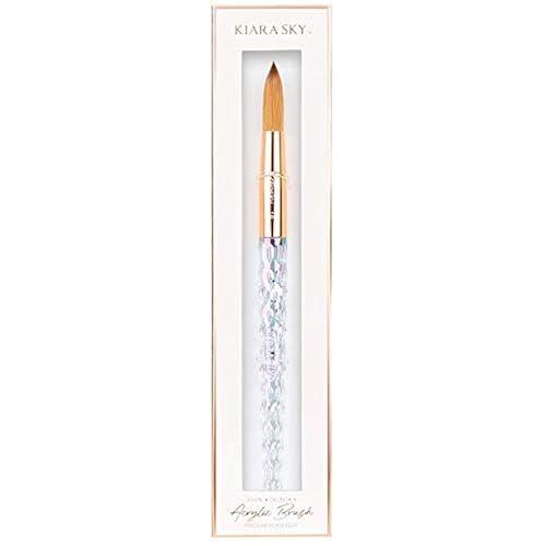 Kiara Sky Kolinsky Acrylic Nail Brush #18 - Pure Kolinsky Sable Hair, Iridescent Crystal Handle, Acetone Resistant, for Acrylic Application Beauty & Personal Care KIARA SKY