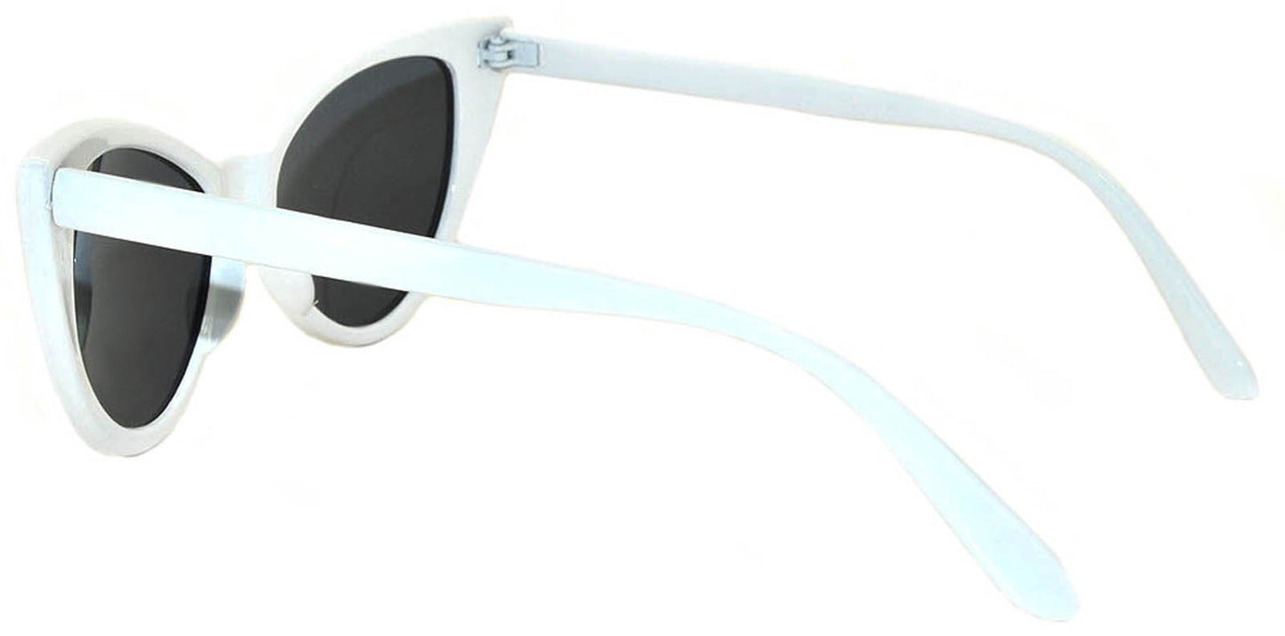 Online-Welcome OWL Vintage Cat Eye Sunglasses Smoke Lens White Frame