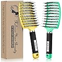 KTKUDY Detangling Brush Getting Knots Out without Pain - Boar Bristles HairBrush Make Hair Shiny & Healthier Vented Detangler Brush for Women Men Kids