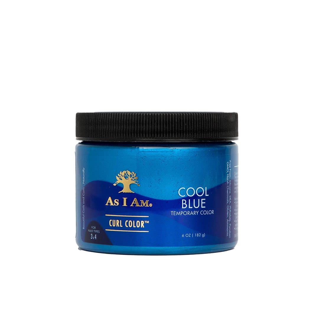 As I Am Curl Color - Cool Blue - 6 oz - Color & Curling Gel - Temporary - Medium Hold - with Jamaican Black Castor Oil, Ceramides, & Betaine - Vegan