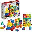 MEGA BLOKS First Builders Toddler Building Blocks Toy Set, ABC Musical Train with 50 Pieces, Music and Sounds, Ages 1+ Years