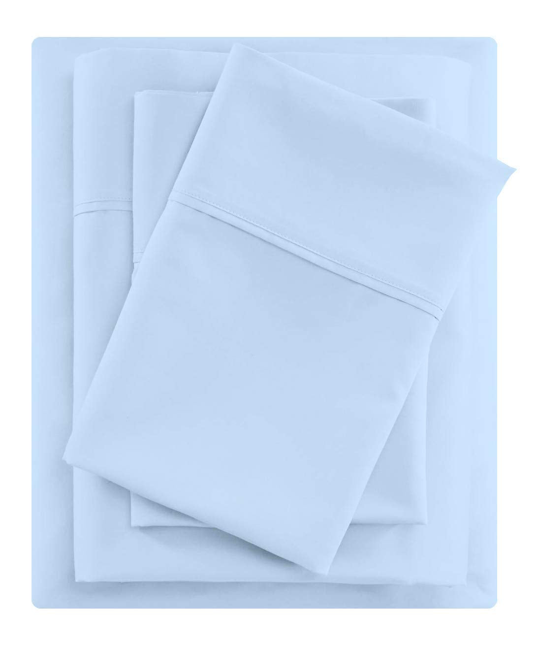 Queen Size Sheet Set - Light Blue 4 Piece Set - Hotel Luxury Bed Sheets - Deep Pockets - Easy Fit - Breathable & Cooling - 600TC Sheet Queen Sheets -