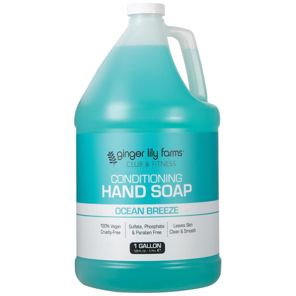 Ginger Lily Farms Club & Fitness Conditioning Liquid Hand Soap Refill, 100% Vegan & Cruelty-Free, Ocean Breeze Scent, 1 Gallon (Pack of 4) Beauty & Personal Care Ginger Lily Farms