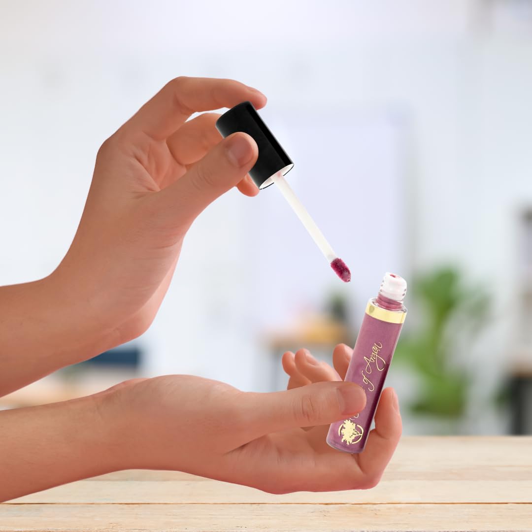 Essence Of Argan Pink Lip Gloss with Moroccan Argan Oil - Matte Finish Plumping Lip Gloss for Dry & Cracked Lips - Hydrating Moisturizer for Chapped