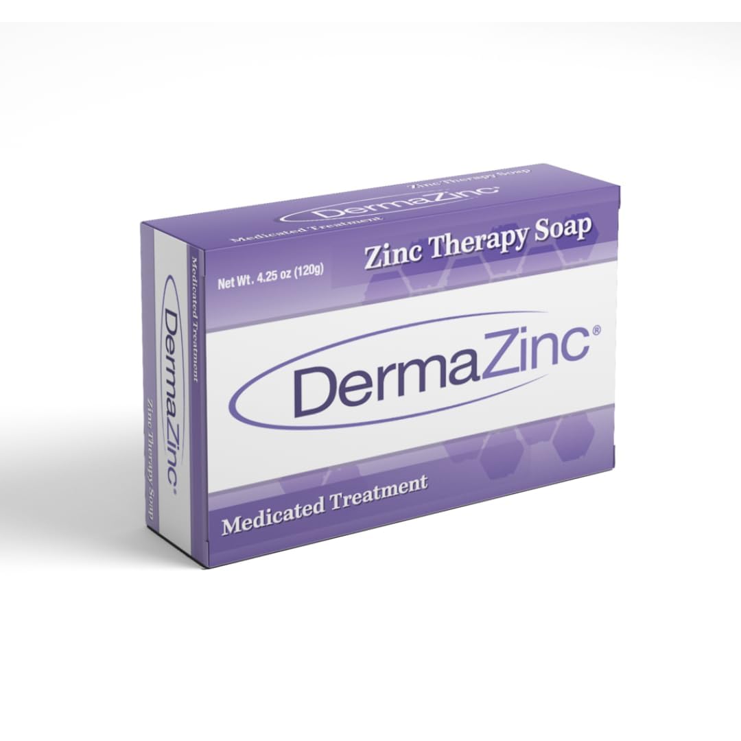 DermaZinc Therapy Soap, Zinc Soap for Skin, Skin Disorder Relief for Psoriasis, Dermatitis, Eczema, and Other Condition Symptoms (Pack of 10)