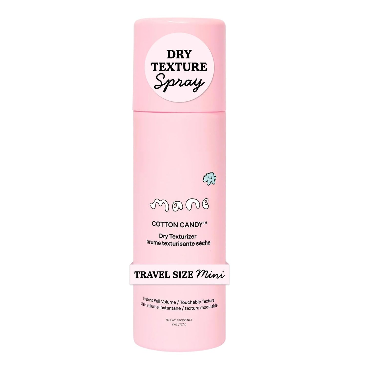 Mane Cotton Candy Travel Size Dry Texture Spray - Volumizing Spray for Fine Hair - Lightweight Hair Styling Spray with Root Lift & Soft Tousled