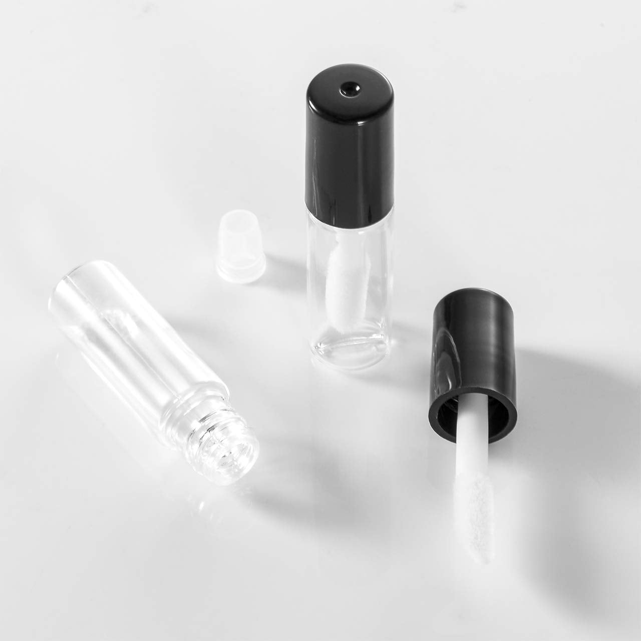 Beautyflier 20 Pack 1.5 ml Empty Lip Gloss Tubes Containers Clear Mini Refillable Lip Balm Bottles with Rubber Inserts for Lipstick Samples Travel DIY