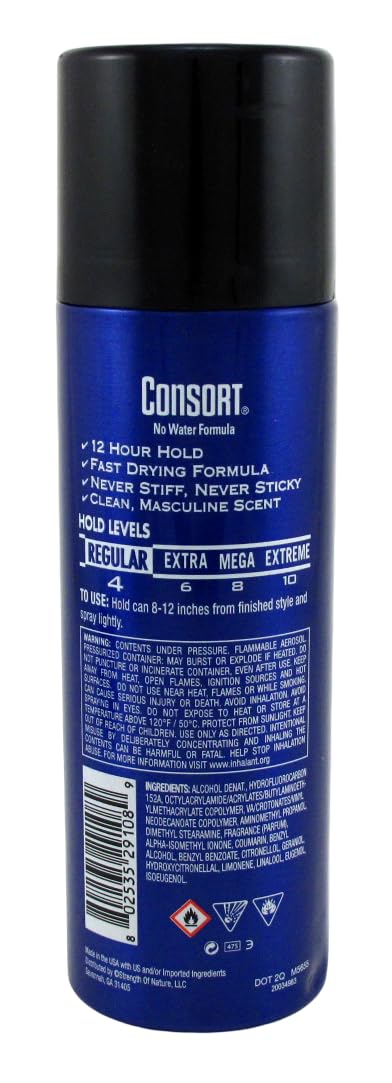 Consort Hair Spray 8.3 Ounce Regular Hold Aerosol (Pack of 3)