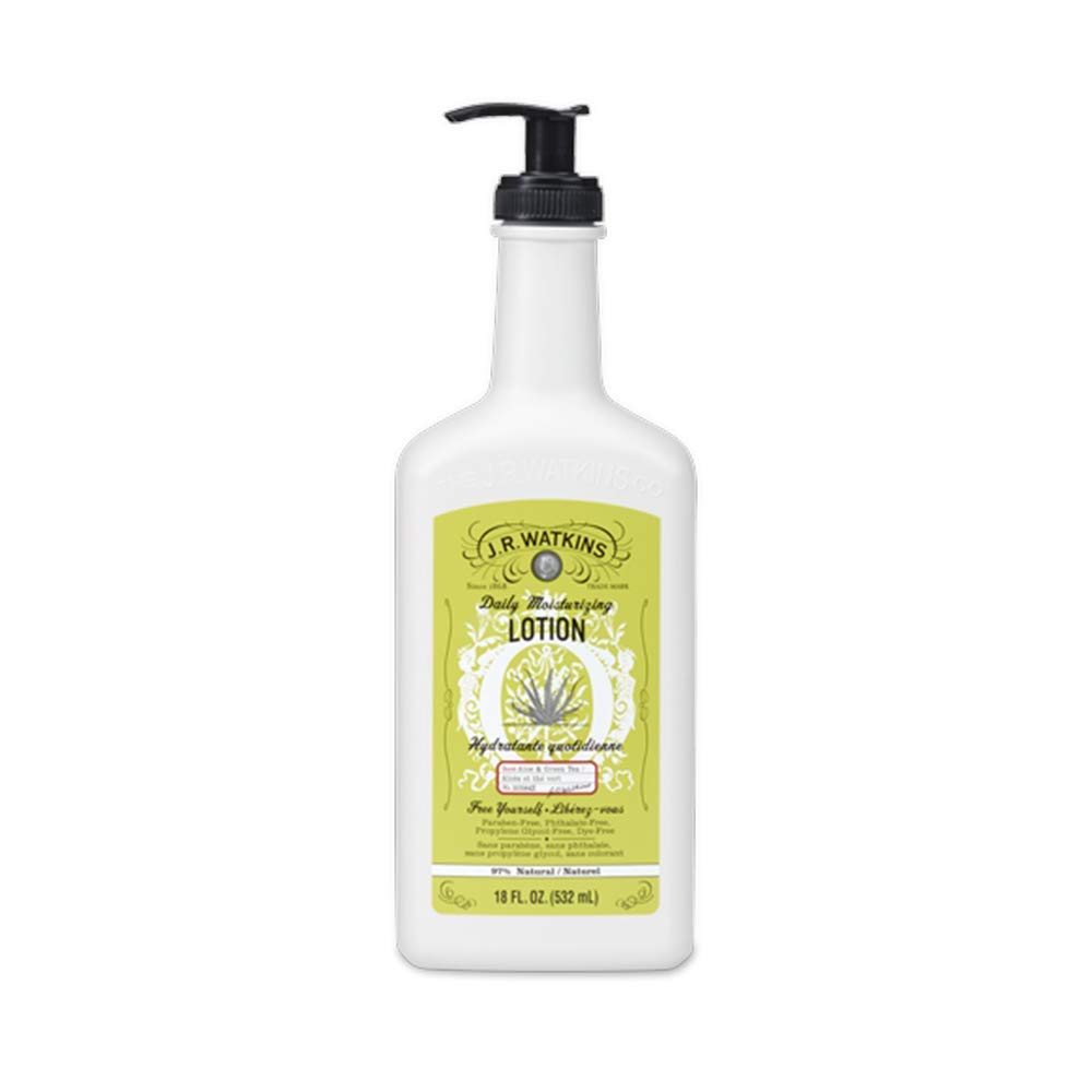 J.R. Watkins Daily Moisturizing Lotion - Body Cream in Pump Dispenser - Hydrating Skin Cream Made with Shea Butter, Cocoa Butter, Coconut Oil