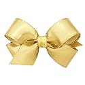 Wee Ones Girls' Metallic Overlay Hair Bow on a WeeStay No Slip Clip, Mini, Gold