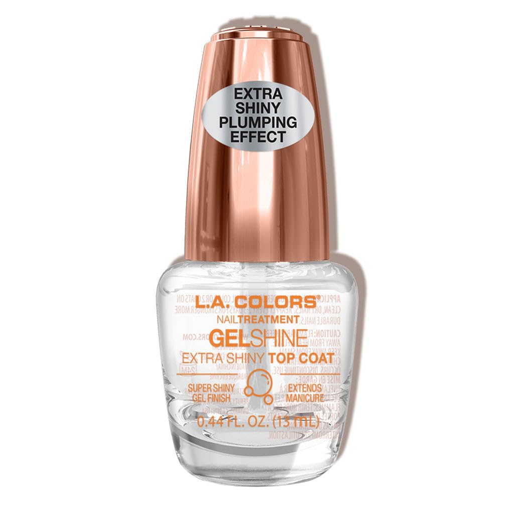 L.A. Colors 1 Salon Fabulous Nail Treatments - Gel Shine Extra Shiny Top Coat Polish Lacquer CNL521 + Free Zipper Bag Beauty & Personal Care L.A. COLORS