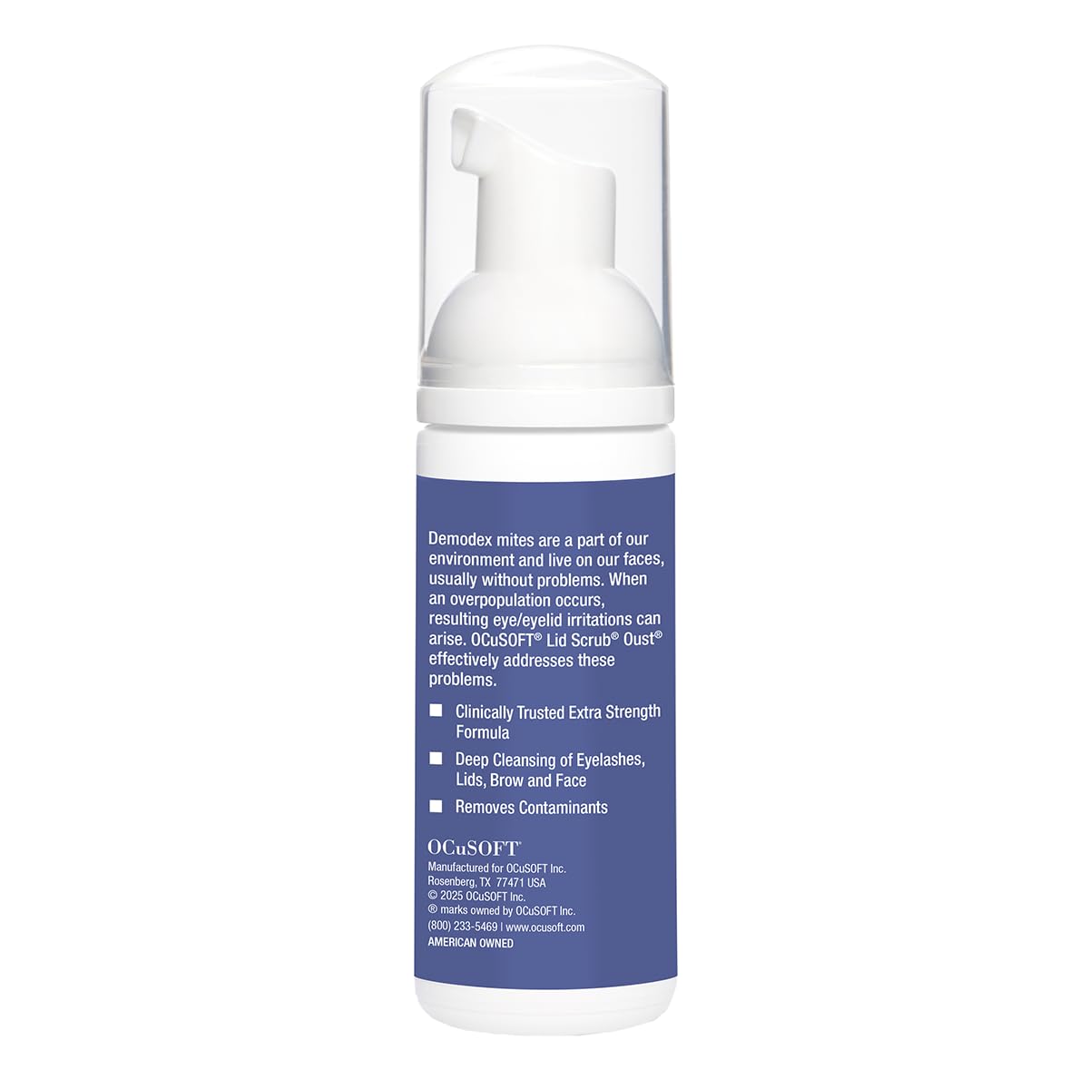 OCuSOFT Oust Demodex Foam Cleanser - Extra Strength - Foaming Cleanser for Eyelids & Eyelashes with Tea Tree Oil - Eyelid Cleanser to Remove Oil Beauty and Personal Care OCuSOFT