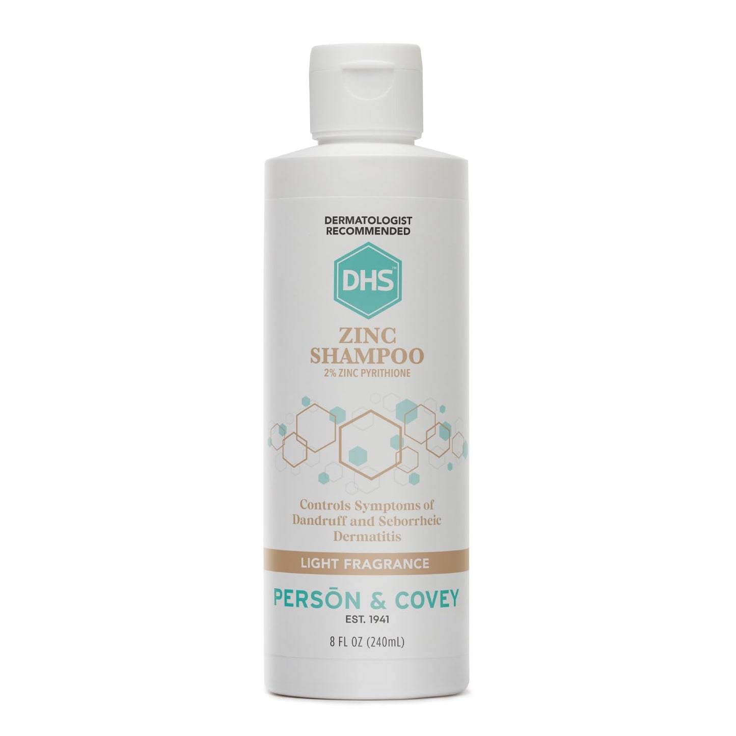DHS Zinc Shampoo - Dandruff Shampoo - for Flaky and Dry Scalp with 2% Zinc Pyrithione, 8 oz